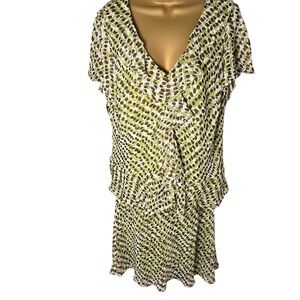 Vintage Y2K R&K Originals Ruffle Skirt Set Polka Dot Elastic Waist Green 14